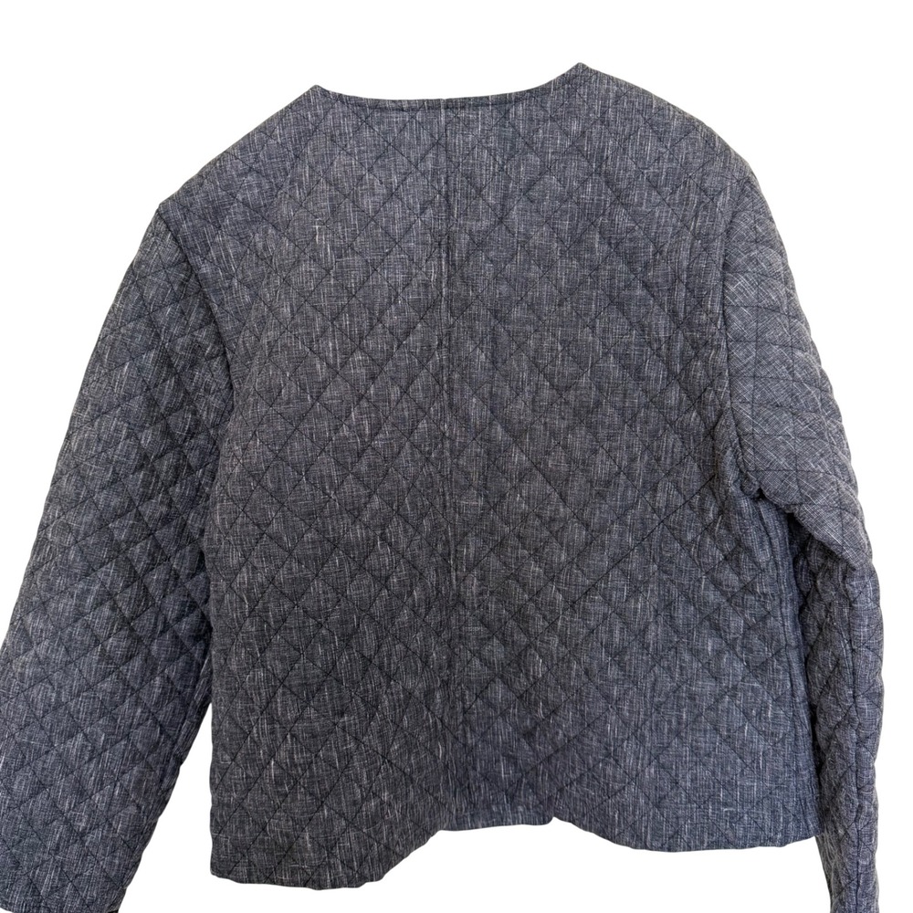 Young Threads Quilted Cotton Embroidered Button Front Jacket L/XL Charcoal NEW! - Picture 2 of 6